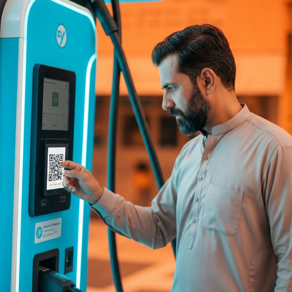 EV owner scanning QR at charging station