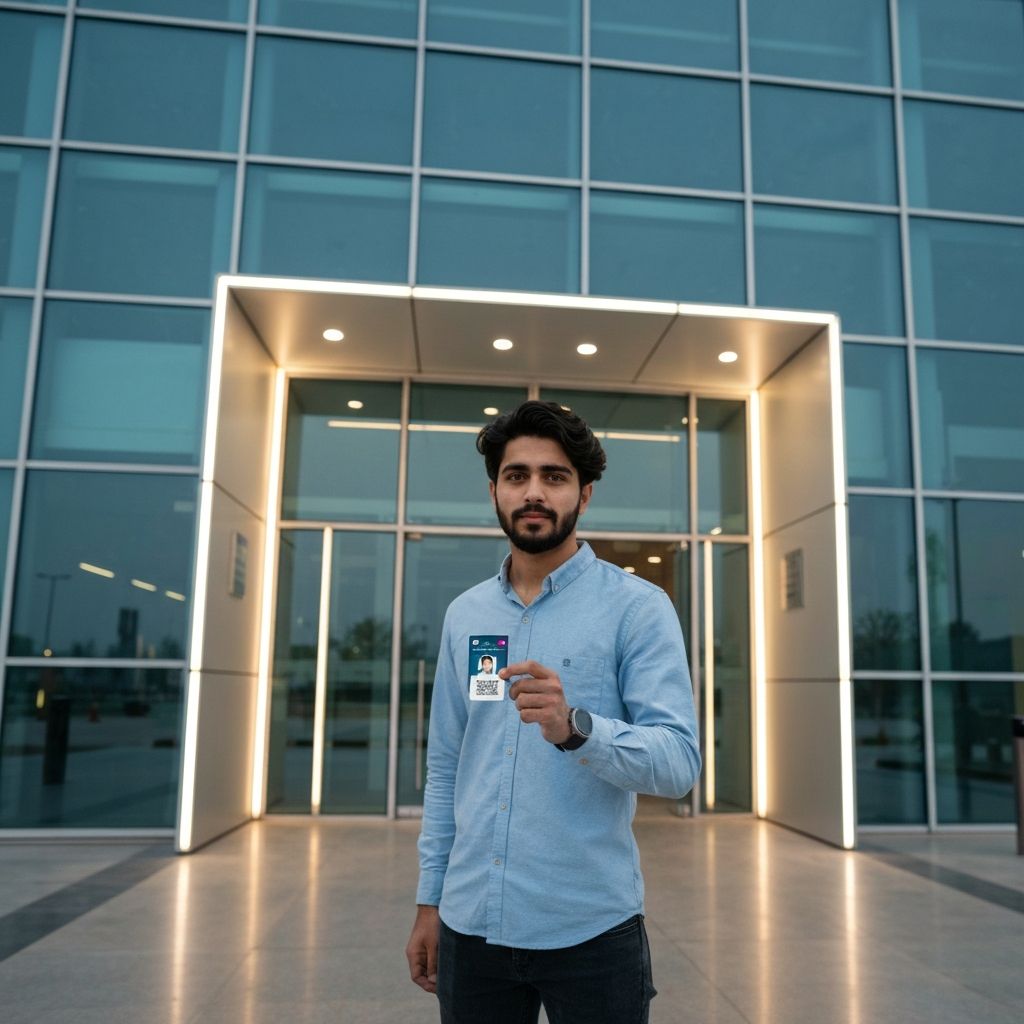 Student using digital ID card